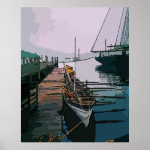 Walvisboot bij pier poster