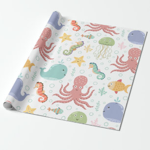 Walvispatroon onder de zee cadeaupapier