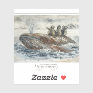 Walvisruiters Whizzy Walvis en Pinguïn Oceaan Sticker