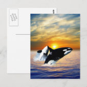 Walvissen bij zonsondergang briefkaart (Voorkant / Achterkant)