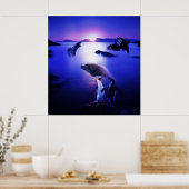 Walvissen dolphins pinguins oceaanzonsondergang poster (Keuken)