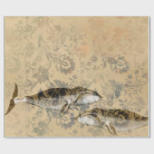 walvissen en Abstracte Floral Cadeaupapier (Vlak)