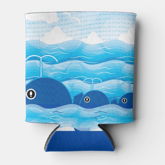 Walvissen en golven Ocean Blue Blikjeskoeler (Voorkant)