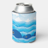 Walvissen en golven Ocean Blue Blikjeskoeler (Blikje Achterkant)