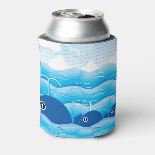 Walvissen en golven Ocean Blue Blikjeskoeler (Blikje Achterkant)