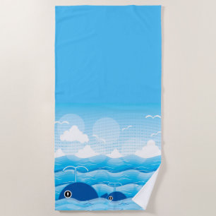 Walvissen en golven Ocean Blue Strandlaken