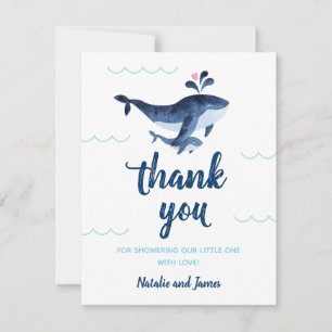 Walvissen Nautilus Onder de Zee Baby Shower Bedank Bedankkaart