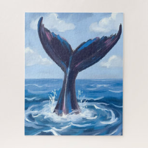 Walvisspotten   Waterverf Blauw Oceaan Legpuzzel