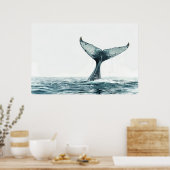 Walvisstaart uit de oceaan poster (Keuken)