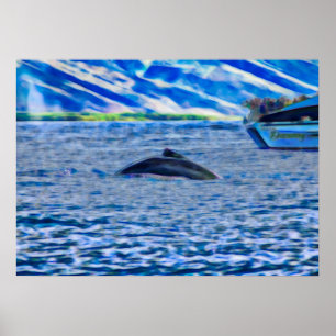 Walvisvangst Blauwe Oceaan Poster