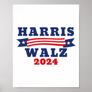 Walz 2024 Amerikaanse vlag Kamala Harris Tim Waltz Poster
