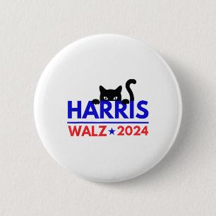Walz 2024 Grappige Kattenverkiezing Kamala Harris  Ronde Button 5,7 Cm