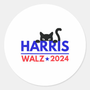 Walz 2024 Grappige Kattenverkiezing Kamala Harris Ronde Sticker