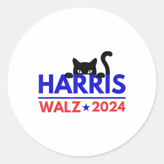 Walz 2024 Grappige Kattenverkiezing Kamala Harris  Ronde Sticker (Voorkant)