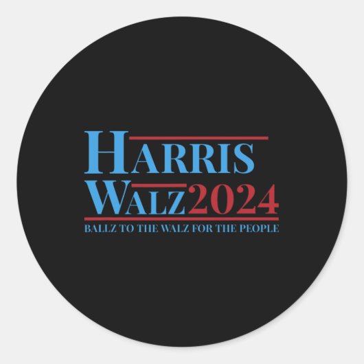Walz 2024 Kamala Harris Tim Walz Campaign Funny Te Ronde Sticker (Voorkant)