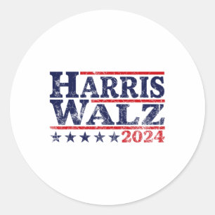 Walz 2024 Verkiezingen Kamala Harris Tim Waltz 202 Ronde Sticker