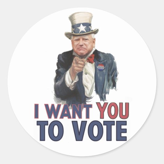 Walz - Ik wil dat je stemt Ronde Sticker (Voorkant)