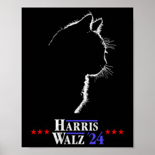 Walz Shirt Kat Dames Voor Harris Kamala Walz Shirt Poster
