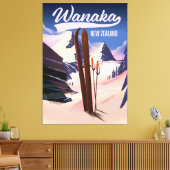 Wanaka Nieuw-Zeelands ski-poster Canvas Afdruk (Insitu (Woonkamer))