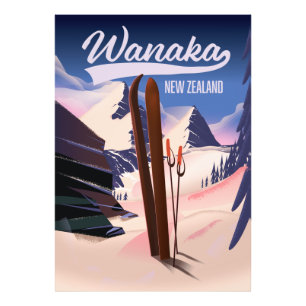 Wanaka Nieuw-Zeelands ski-poster Foto Afdruk