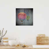  wandbekleding op en af/uit-en luchtballonnen poster (Keuken)