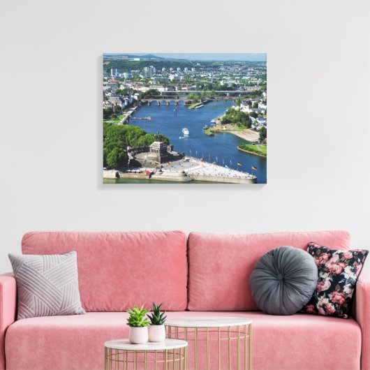 Wandbild deutsches Eck in Koblenz Canvas Afdruk (Insitu (Woonkamer))