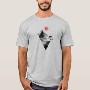 Wandel door de toppen – Abstracte berg T-shirt