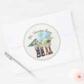 Wandel schoenen voor het avontuur begint ronde sticker (Envelop)