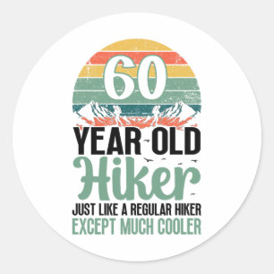 Wandelaar berg 60 jaar verjaardag Hiking L Ronde Sticker