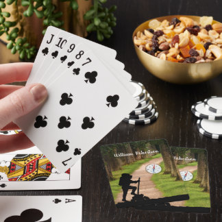 Wandelaar met bospad en kompas personaliseren pokerkaarten