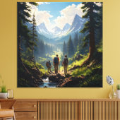Wandelaars en ontdekkingsreizigers navigeren door canvas afdruk (Insitu (Woonkamer))
