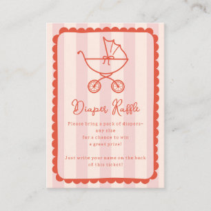 Wandelaars Gekartelde Roze Baby Shower Luier Raffl Informatiekaartje