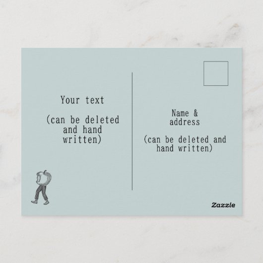 Wandelappel man grappig en speels Briefkaart (Achterkant)