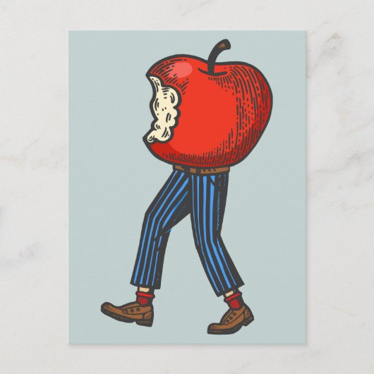 Wandelappel man grappig en speels Briefkaart (Voorkant)