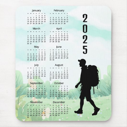 Wandelen Backpacking Design 2025 Kalender Muismat (Voorkant)