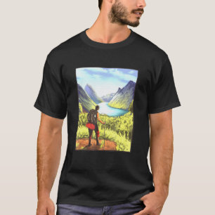Wandelen Buiten Zonsondergang Landschap Bergen Nat T-shirt