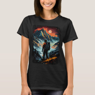 Wandelen camping bergen zonsondergang wandelaar re t-shirt