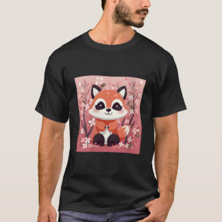 Wandelen door kersenbloesemtuintje in onze rode pa t-shirt