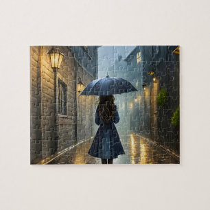 Wandelen in de regen legpuzzel