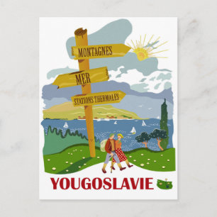 Wandelen in Joegoslavië, vintage reis Briefkaart