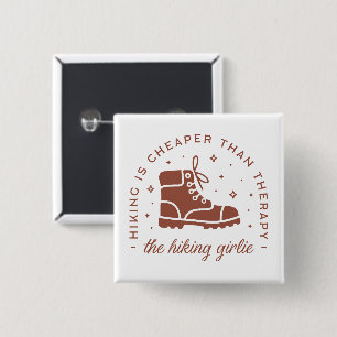 Wandelen is goedkoper dan therapie wandelaar meisj vierkante button 5,1 cm