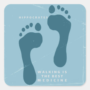 Wandelen is het beste medicijn Hippocrates citaat Vierkante Sticker