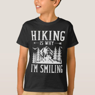 Wandelen is waarom ik glimlach bergpad wandelaar t-shirt