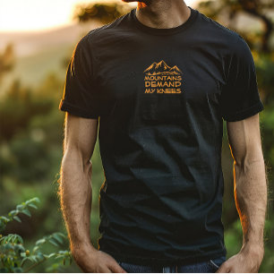 Wandelen kamperen humor zwart oranje t-shirt