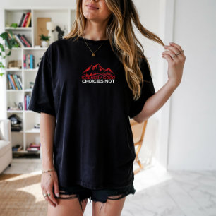 Wandelen kamperen trekking humor zwart rood T-shir T-shirt