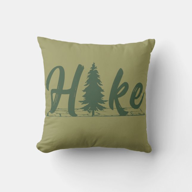 Wandelen logo hike wandelaars met dennenboom kussen (Voorkant)
