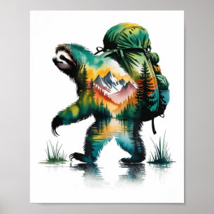 Wandelen Luiaard Backpacken Mountain Wildlife Wate Poster