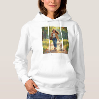 Wandelen met hond in het park hoodie