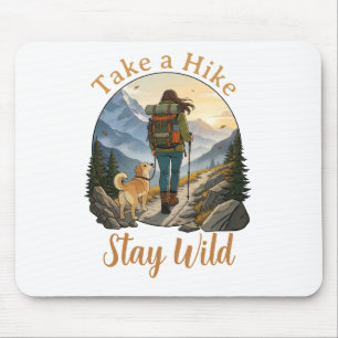 Wandelen met hond Retro Badge Ouderwetse Wandeltoc Muismat