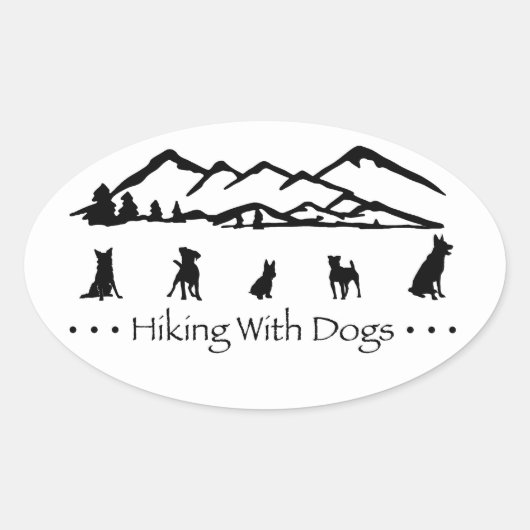 Wandelen met Honden Ovale Sticker (Voorkant)